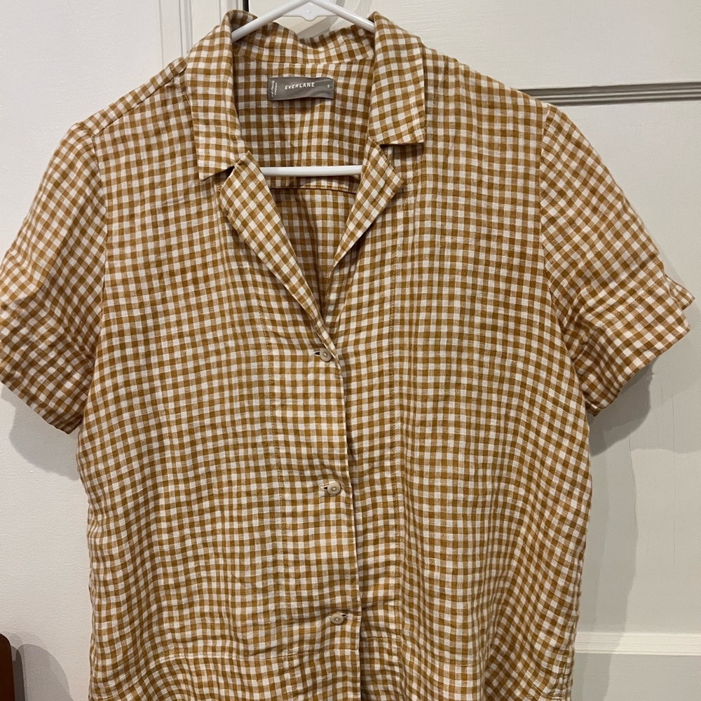 Everlane the Notch yellow and White Gingham Shirt in linen